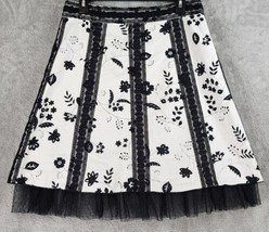 New York City Design Co Skirt Womens 10 Black White Floral Lace Trim Kne... - £18.78 GBP