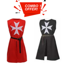 Combo Offer Medieval Era Cotton Fabrics Hospitaller decorated Tunic - £77.79 GBP+