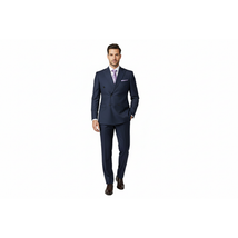 Men Suit BERLUSCONI Turkey Italian Wool 180's Double Breasted UGS94-09 Mid Blue image 2