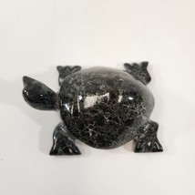 Black Tourmaline Stone Turtle Figurine Hand Carved Sculpture Pakistan 324g - $38.69