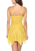 Charming Lingerie Lace Yellow Chemise With Asymmetrical Hemline - Size Medium image 4