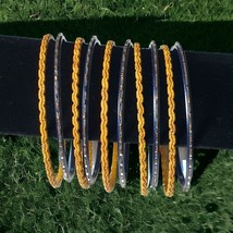 Gold Blue Yellow Metal Bangle Bracelets Set of 10 Rams Pitt Notre Dame P... - $18.70