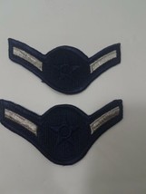 1976-1993 Usaf Air Force Rank Patch Airman E-2 E2 Blue Full Color Merrowed Pair - £6.98 GBP