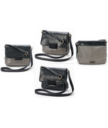 Leather Bag Crossbody $160 Dana Buchman Black or Black/Gray Color Block-... - £35.28 GBP