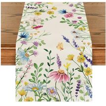 Vibrant Daisy Eucalyptus Floral Table Runner 13x48 for Seasonal Celebrat... - $24.70