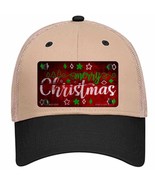 Merry Christmas Red Novelty Khaki Mesh License Plate Hat - $28.99