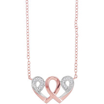 10k Rose Gold Womens Diamond Infinity Heart Pendant Necklace Love - £157.39 GBP