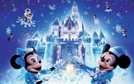 Disney Christmas Castle Minnie And Mickey Mouse 24X36 Inch Poster, Disneyland - £15.62 GBP