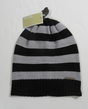 Michael Kors Slouchy Beanie Hat Black and Derby Grey Striped NWT - $24.99