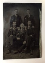 Antique Tintype Photograph Group of Men Gay Interest Handsome Young and Older - £20.78 GBP