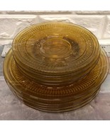 11 Vtg amber glass plates 6 x 8” salad &amp; 5 x 6” dessert Indiana depression - $109.63 CAD