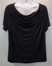 L3) Worthington Woman Stretch Cowl Neck Black Blouse Top 1X - $9.89