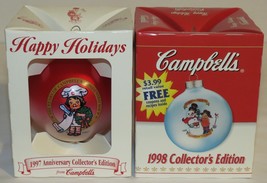 Two (1997 &amp; 1998) Campbell&#39;s Collector&#39;s Edition Ball Globe Ornaments- NIB! - $181.27 MXN