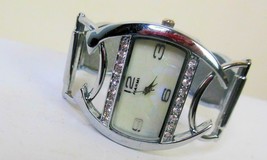 Ladies Cuff Watch Silver Tone with Crystals New Battery Narmi - £11.68 GBP
