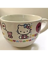 HELLO KITTY Large Coffee Mug Cup Soup Bowl Handle Sanrio 2013 Hearts Ted... - £13.10 GBP