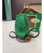 Vintage Laurence Miniature Green Bayberry Hurricane Candle Boxed Glitter... - £10.59 GBP