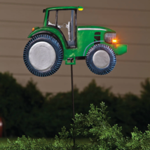 Vintage Solar TRACTOR Garden Stake Metal Outdoor Lighted Yard Lawn Art Decor - £23.97 GBP