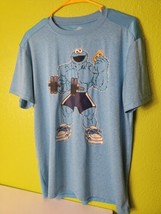 Sesame Street Mens Athletic Shirt Cookie Monster Workout Gym Blue Medium  - $19.30