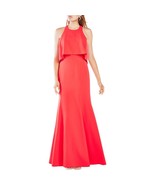 BCBGMAXAZRIA Louella Bright Poppy Womens Crepe Popover Evening Gown   8 ... - £123.98 GBP