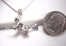 A Witch Flying to Work 925 Sterling Silver Necklace - £12.79 GBP