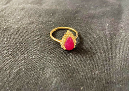 925 Sterling Silver Woman&#39;s Ring, Ruby 4.25 Carat Gemstone ring 14K Gold Plated - $68.55