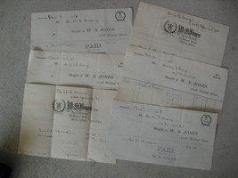 Lot of 6 1906-1910 WS Jones Tailor Billheads Receipts - £13.93 GBP