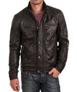 Mens Leather Jacket Stylish Genuine Lambskin Motorcycle Bomber Biker Jac... - $2,217.33 MXN