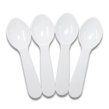 3&#39;&#39; White Plastic Taster Spoons - Choose 25/50/100/150/200 Count - £4.74 GBP+