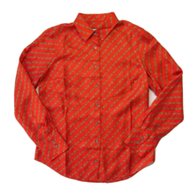 NWT J.Crew Collection Silk-twill Shirt in Brilliant Sunset Red Chains Print 00 - £72.59 GBP
