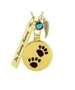 Circle Paw Print Gold Necklace Ash Urn - Free Love Charms™ - $45.95