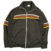 Vintage 70s MOD Retro Track Jacket Full Zip Earth Tones Sportswear Large - £16.34 GBP