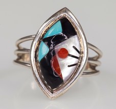 Zuni Argento Sterling Intarsio Anello Da Virginia Quam Misura 6.50 - £92.30 GBP