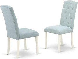 Modern Upholstered Dining Chairs With Wooden Linen-White Finish Legs And Baby - £121.12 GBP