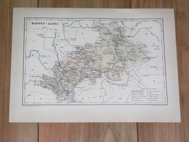 1887 Original Antique Map Of Department Of HAUTES-ALPES Gap / France - £18.04 GBP