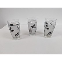 Set of 3 Vintage Libbey Silver Leaf Frosted Glasses 5 3/8&quot; by 2 3/4&quot; Tumblers - £19.63 GBP