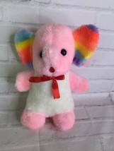 VTG 1984 Etone Pink White Elephant Rainbow Ears Plush Stuffed Animal Toy... - £35.92 GBP
