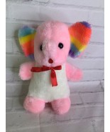 VTG 1984 Etone Pink White Elephant Rainbow Ears Plush Stuffed Animal Toy... - £35.30 GBP