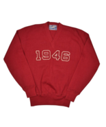 Vintage College Sweater Size S Red Letterman Dated V Neck Wool Knitting ... - $76.29