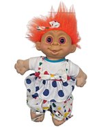 MT Multi Toys 1992 Troll Doll 12&quot; GLO Girl Polka Dot Heart Orange Hair P... - £15.57 GBP