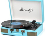 Record Player 3 Speed Bluetooth Portable Suitcase Vinyl Player With Buil... - £79.66 GBP