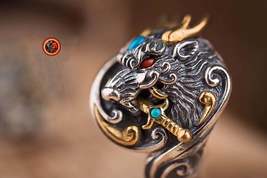 feng shui dragon ring. Hallmarked 925 silver. adjustable size - £109.05 GBP