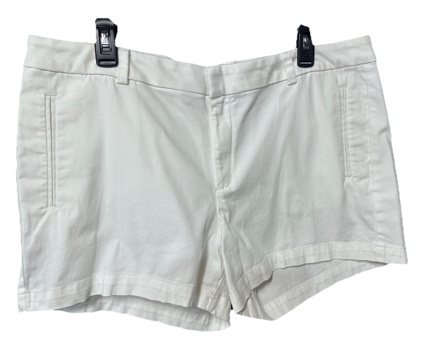 Ana Crisp White Twill Shorts Modern Flat Stretch Cotton Size 18 - $11.85