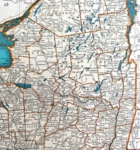 New York North America Map 1935 United States 14 x 11&quot; Long Island LGAD99 - £39.90 GBP
