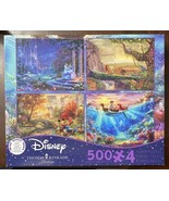 Disney Kinkade 4 x 500 Pc Puzzle Disney Mickey Beauty Lion Mermaid w/ Po... - $33.19 CAD