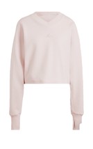 Adidas Women&#39;s All SZN V-Neck Ribbed Sweatshirt in Sandy Pink Size Mediu... - €30,68 EUR