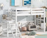 Twin Size Loft Bed, Wood Low Loft Bed With Platform And Ladder For Kids,... - $463.99