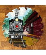 Hand-Painted 9” Saw Blade &quot;Train Pulling Into The Station&quot; by P. Ford De... - £15.17 GBP