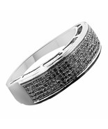 1/2CT Round Cut Black Spinel Cluster Band Ring For Men&#39;s 14k White Gold ... - £97.38 GBP