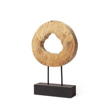 19" Brown and Black Wood Log Cross Section Tabletop Sculpture - $2,863.99 MXN