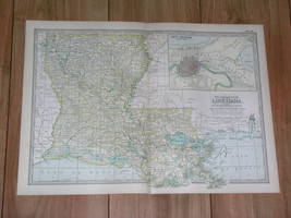 1897 Antique Dated Map Of Louisiana / New Orl EAN S - £23.00 GBP